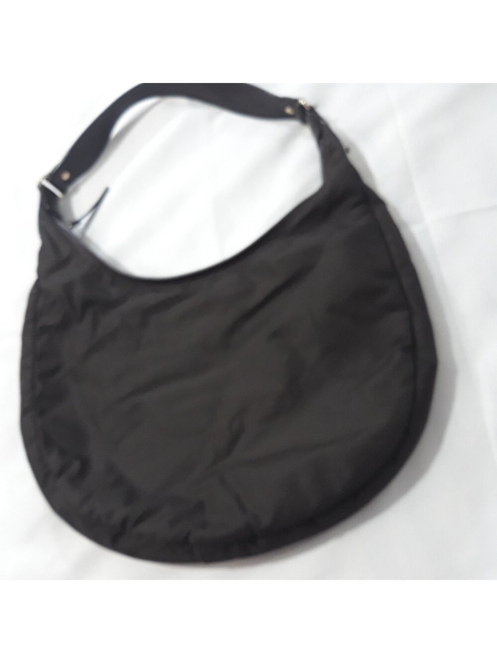 Kate Spade Nylon Hobo Shoulder Bag Brown Wit Leather Trim On The Strap Zippered - Picture 5 of 12